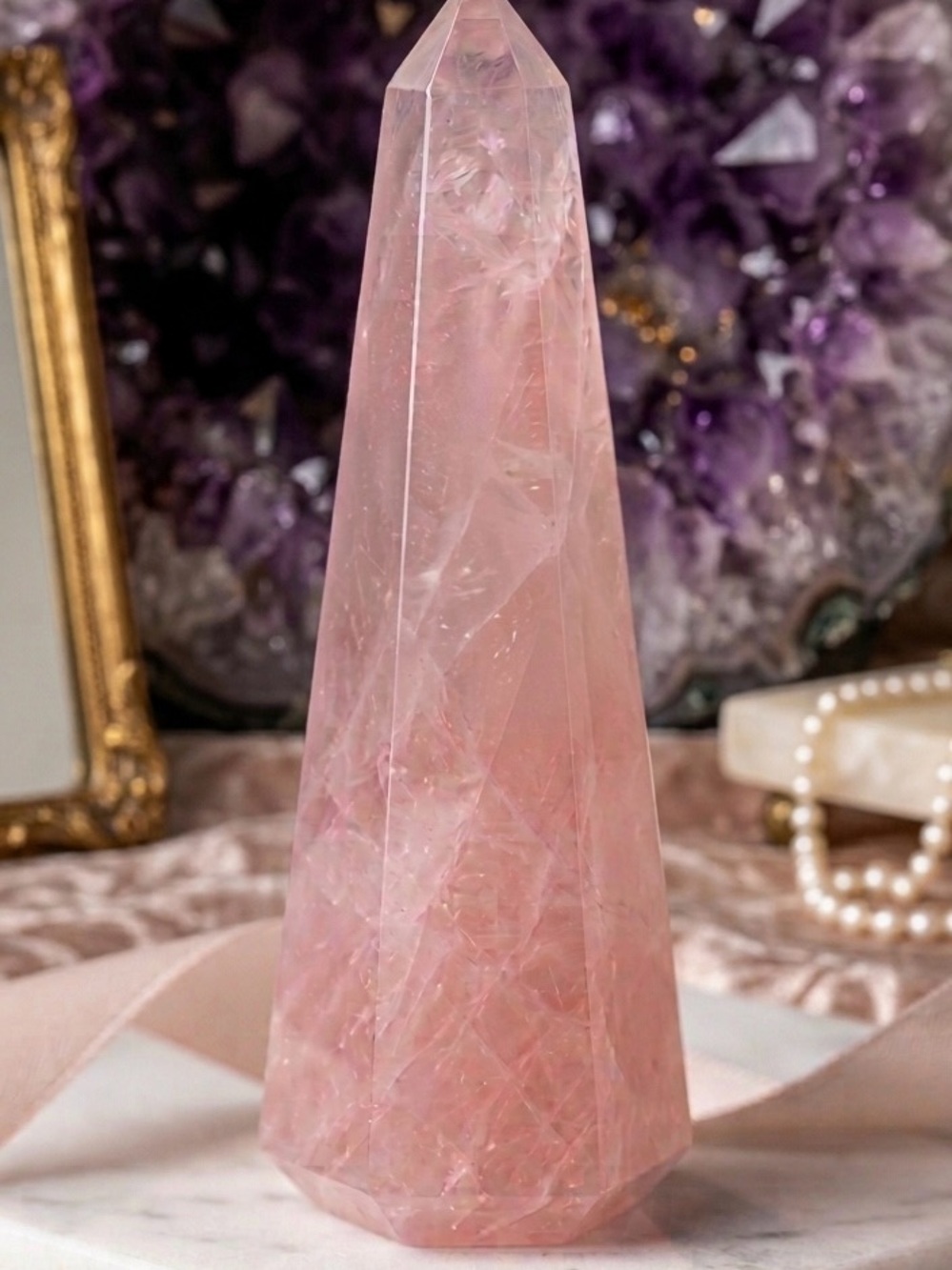 Ring Holder Rose Quartz - jewelry holder